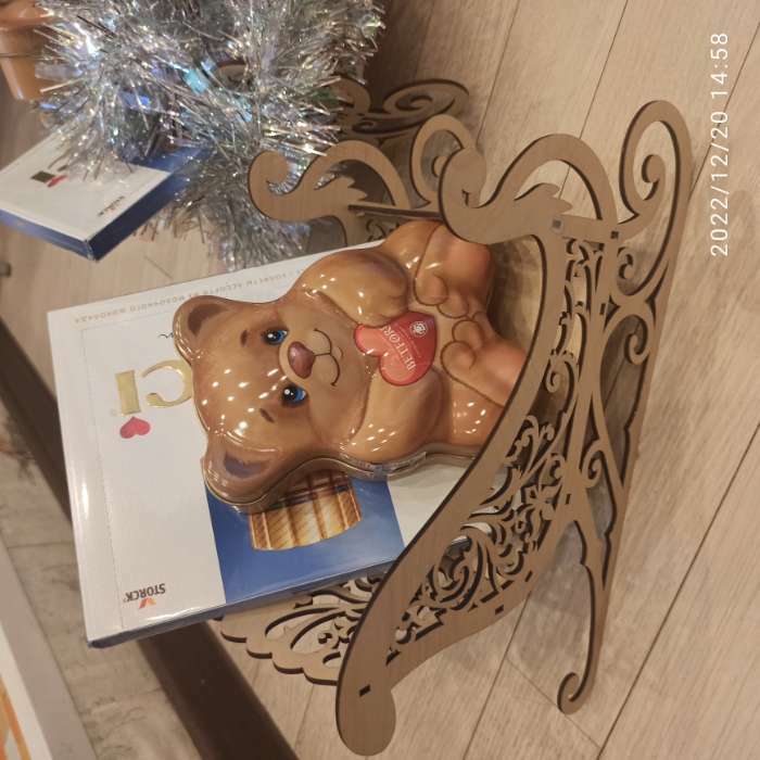 Фотография покупателя товара Шкатулка дерево для конфет "Новогодние Сани" (набор 6 деталей)  28,5х17х12 см - Фото 1