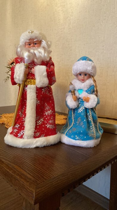 Фотография покупателя товара Дед Мороз "В синей шубе с посохом" двигается, 39 см, голубой - Фото 1