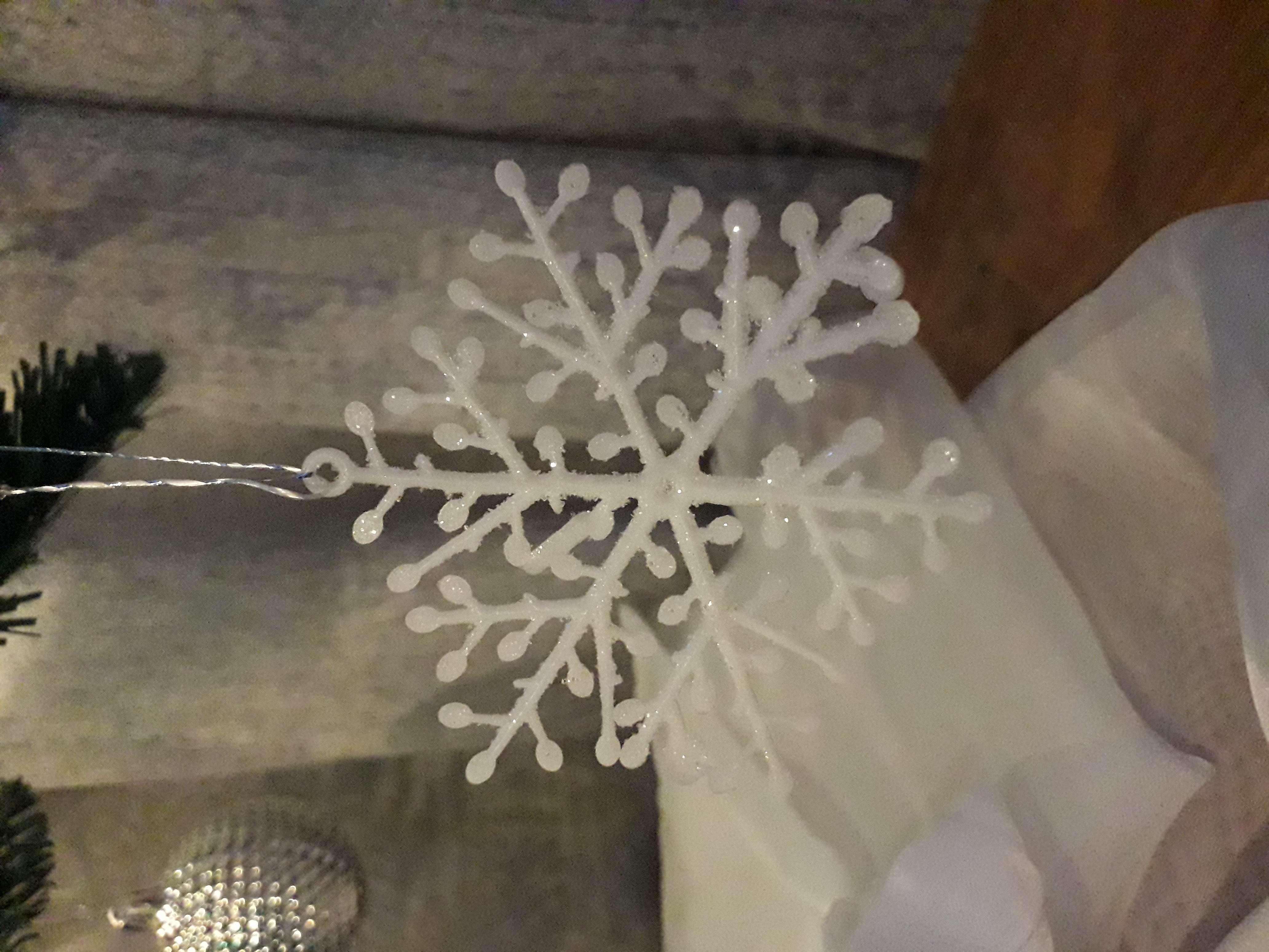 Фотография покупателя товара Украшение ёлочное "Снежинка тоненькая" (набор 6 шт) d-8 см, белый