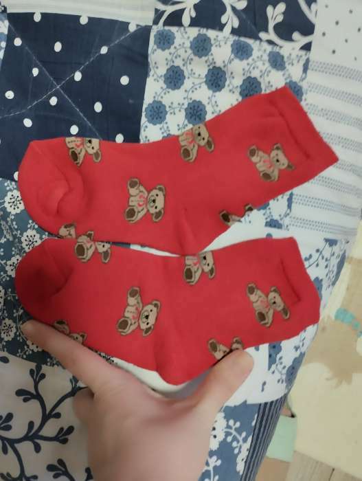 Фотография покупателя товара Носки детские махровые «Мишки», цвет красный, размер 14 (23-25) - Фото 2
