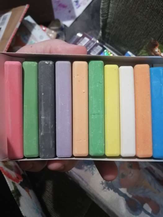 Фотография покупателя товара Мелки цветные «АЛГЕМ», в наборе 10 штук, квадратные