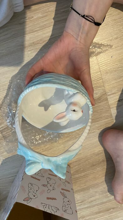 Фотография покупателя товара Конфетница Доляна «Зайка», 350 мл, цвет голубой - Фото 5