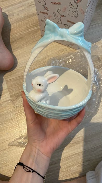 Фотография покупателя товара Конфетница Доляна «Зайка», 350 мл, цвет голубой - Фото 2