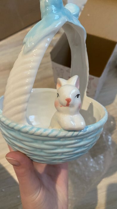 Фотография покупателя товара Конфетница Доляна «Зайка», 350 мл, цвет голубой - Фото 1