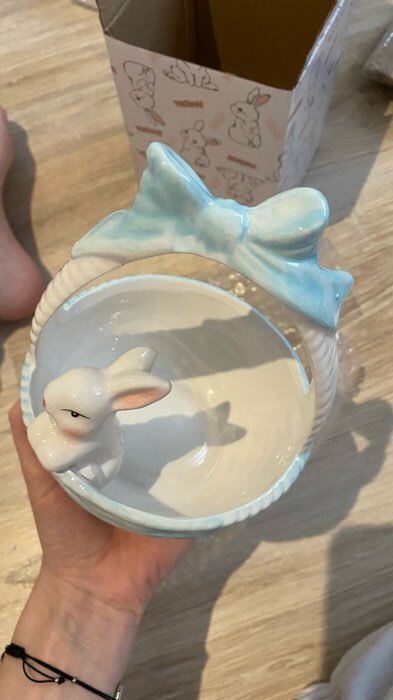 Фотография покупателя товара Конфетница Доляна «Зайка», 350 мл, цвет голубой - Фото 4