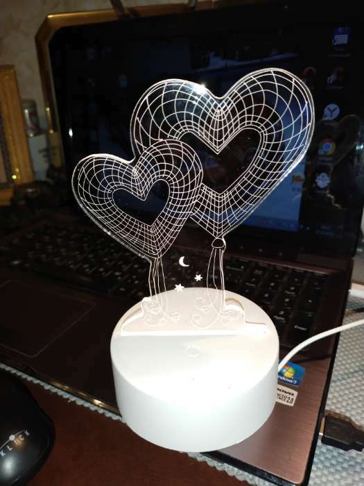 Фотография покупателя товара Светильник сенсорный "Два сердца" LED 3 цвета от USB - Фото 3