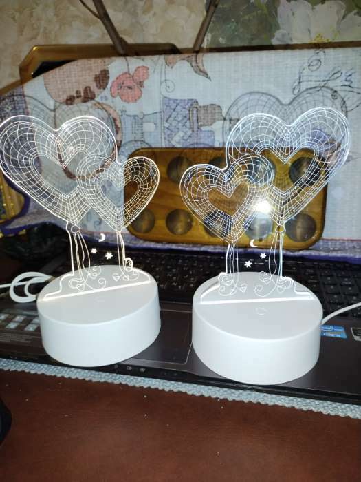 Фотография покупателя товара Светильник сенсорный "Два сердца" LED 3 цвета от USB - Фото 2