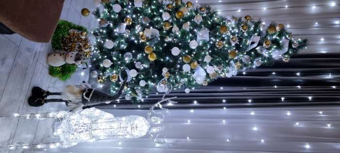 Фотография покупателя товара Гирлянда «Нить» 50 м роса, IP44, зелёная нить, 500 LED, свечение тёплое белое, 8 режимов, 31 В - Фото 21