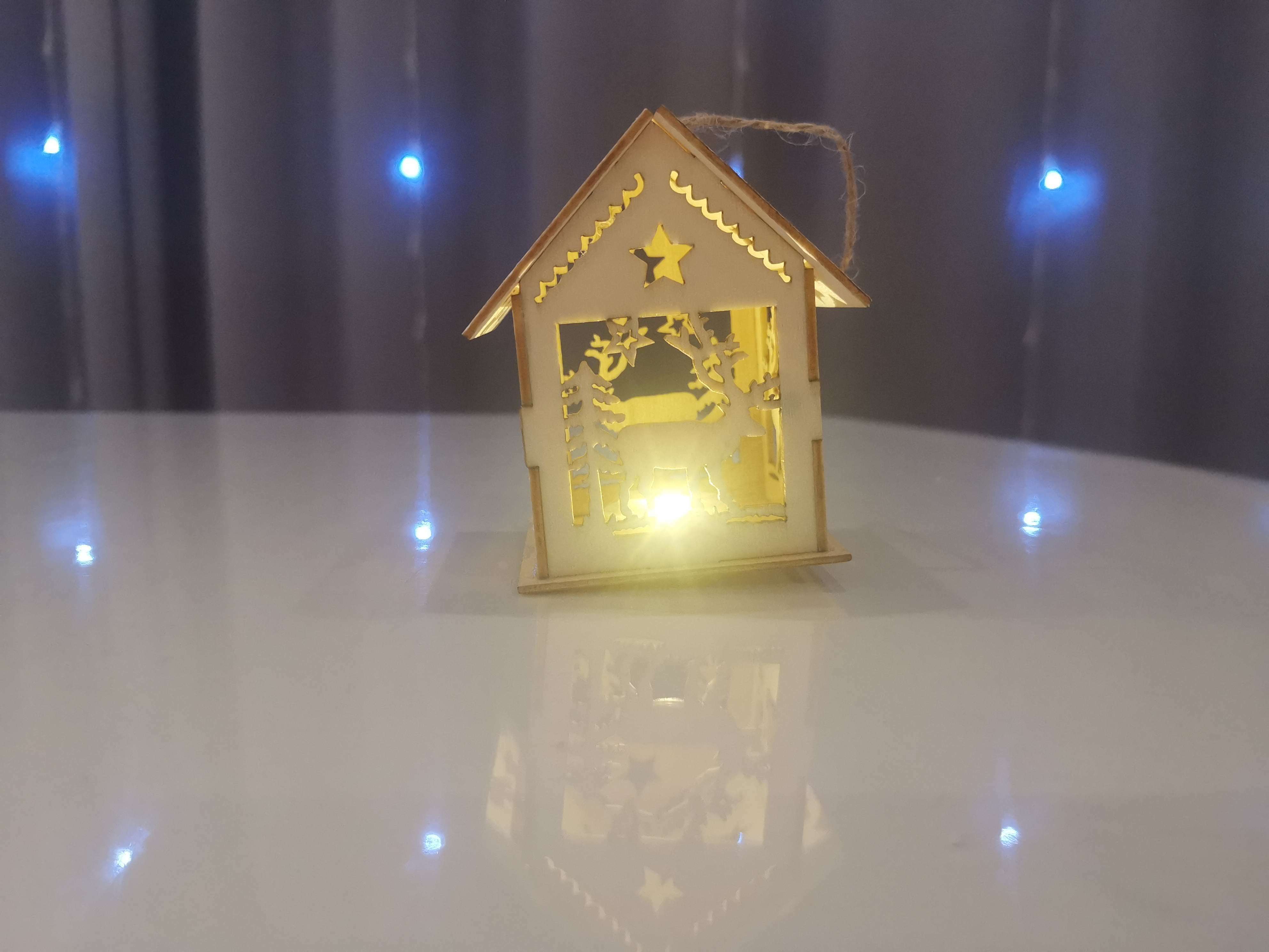 Фотография покупателя товара Ёлочная игрушка «Домик с оленем», от батареек, свечение тёплое белое - Фото 3