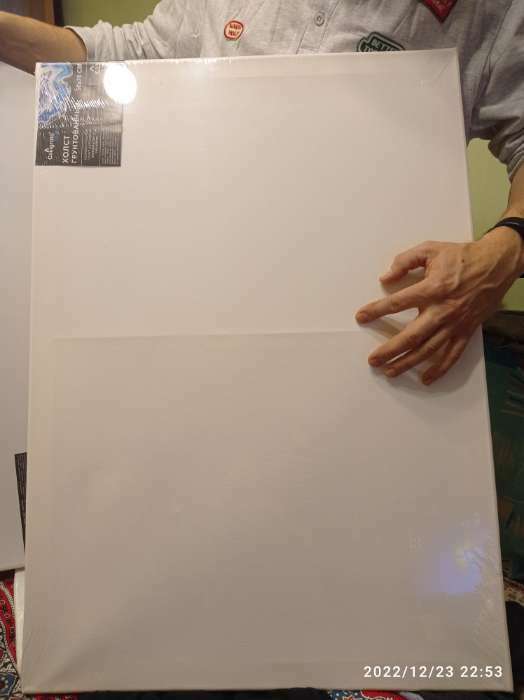 Фотография покупателя товара Холст на подрамнике, хлопок 100%, 1.6×50×70 см, акриловый грунт, мелкозернистый, 280 г/м² - Фото 5