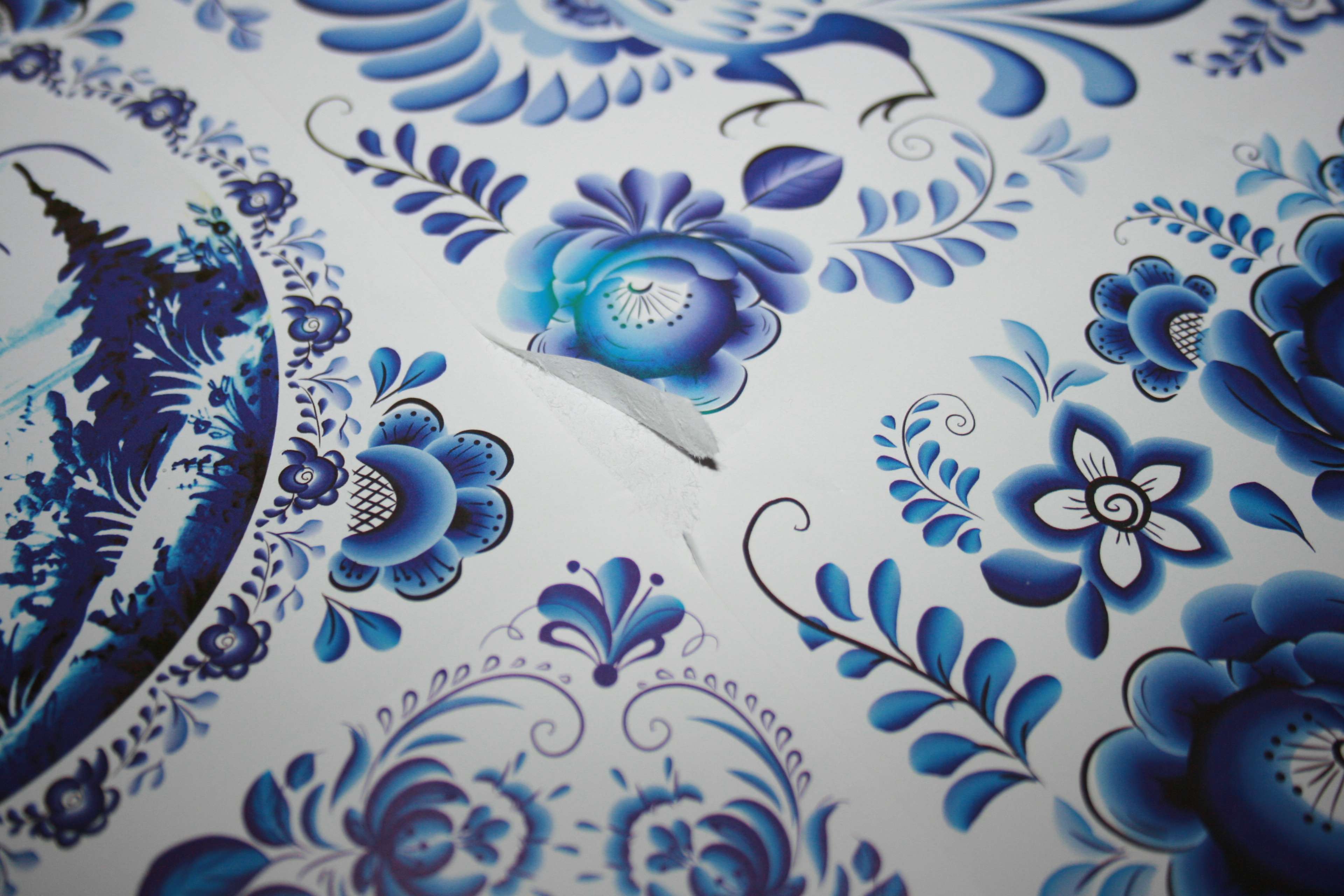 Фотография покупателя товара Наклейка интерьерная на плитку «Синие узоры», 30 × 34 см - Фото 1