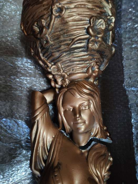 Фотография покупателя товара Фигура "Девушка с двумя кашпо", 1,2 л/0,9 л/21х30х96см бронза