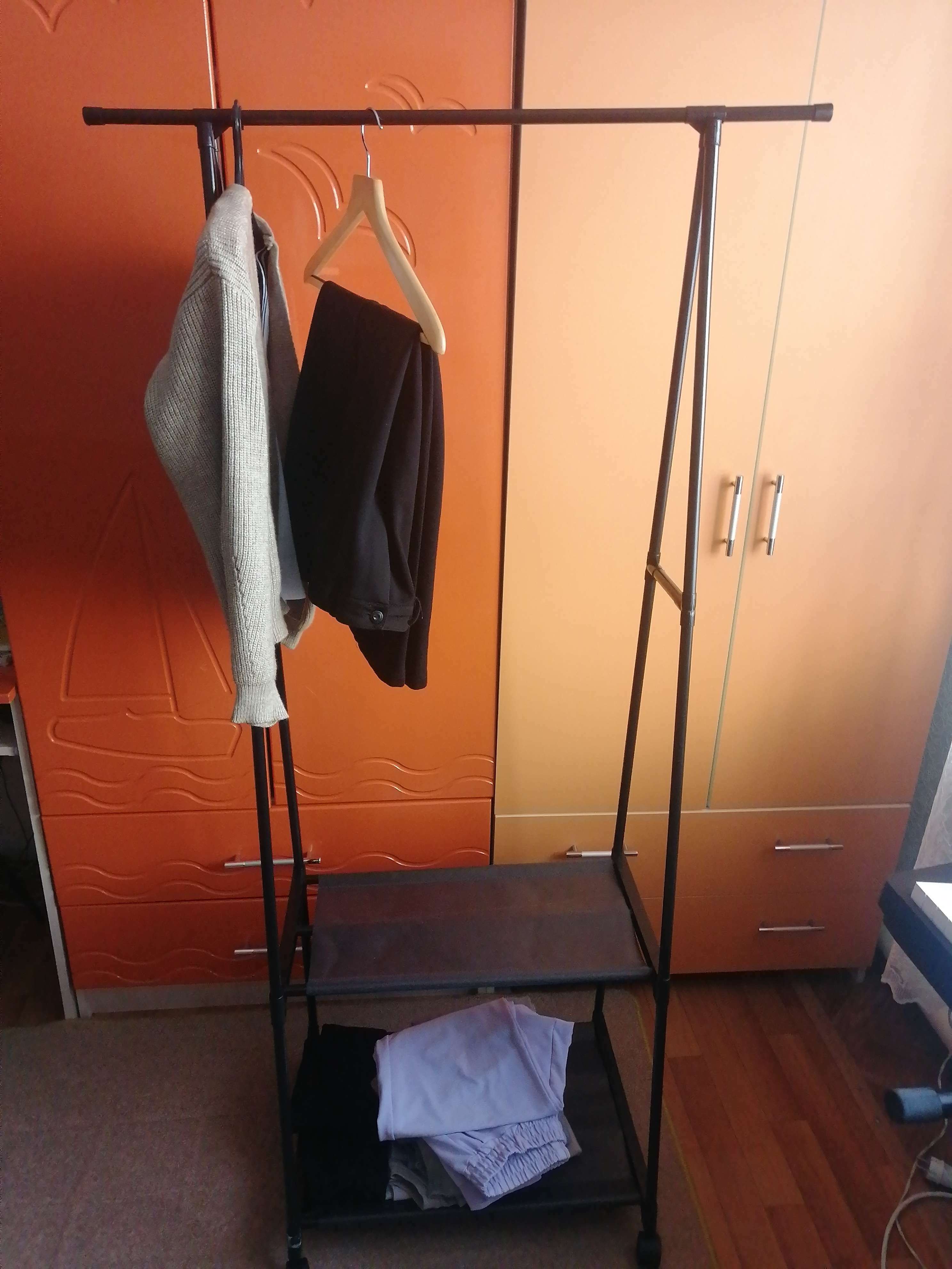 Фотография покупателя товара Вешалка напольная для одежды с двумя полками LaDо́m «Лофт», 55×45×157 см, цвет чёрный