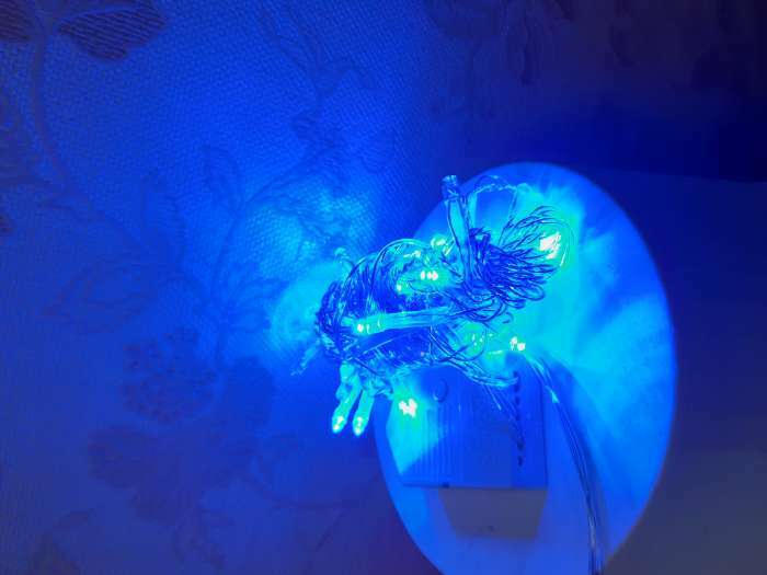 Фотография покупателя товара Гирлянда «Нить» 20 м, IP20, прозрачная нить, 200 LED, свечение синее, 8 режимов, 220 В - Фото 22