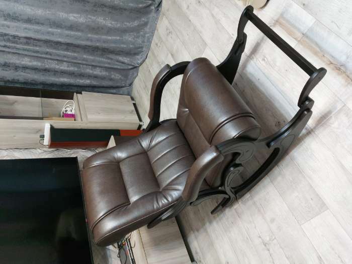 Фотография покупателя товара Кресло-качалка «Родос», 1470 × 710 × 950 мм, экокожа, цвет венге - Фото 1