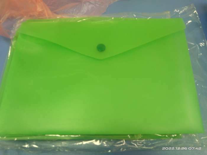 Фотография покупателя товара Папка-конверт на кнопке А5, 180 мкм, Calligrata, полупрозрачная, зелёная - Фото 1