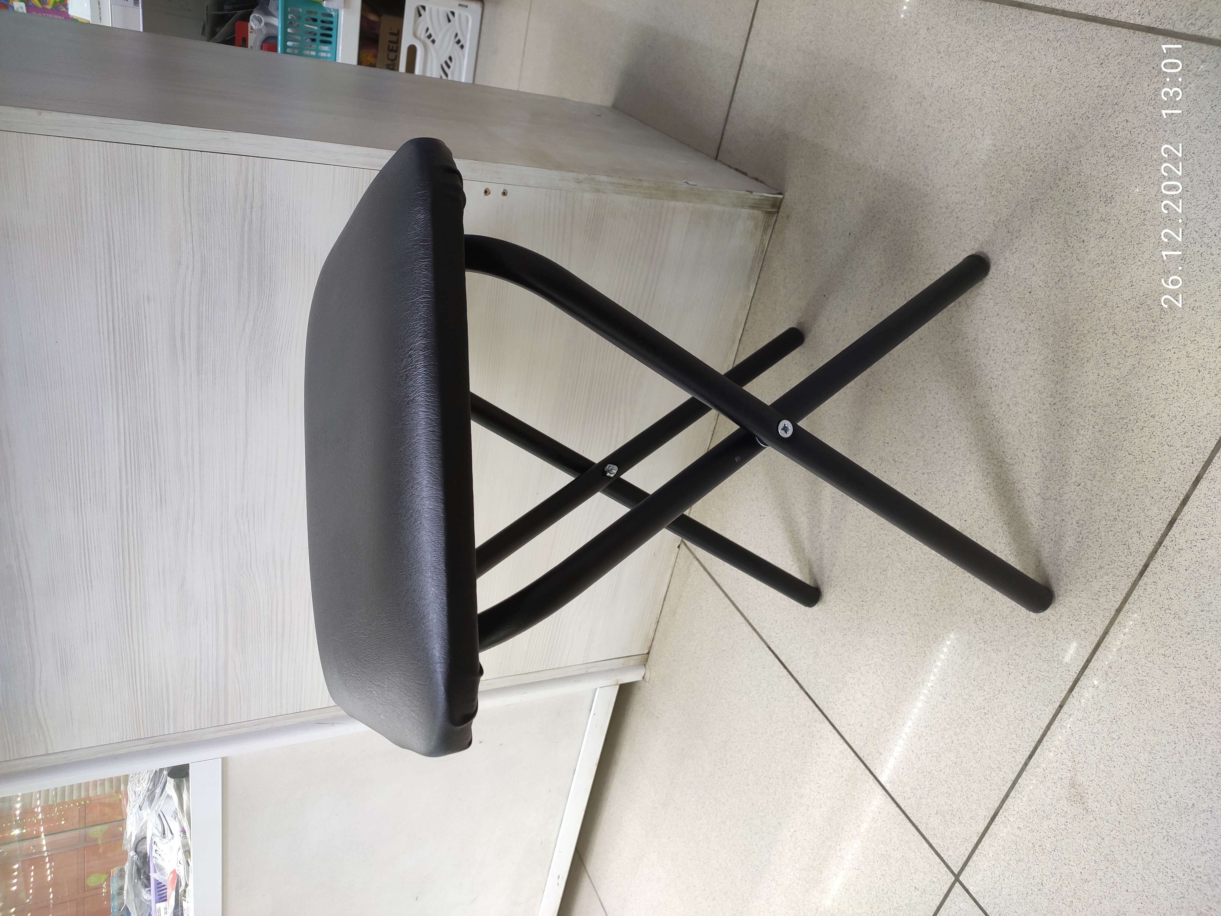 Фотография покупателя товара Табурет складной, экокожа черная/черный - Фото 3