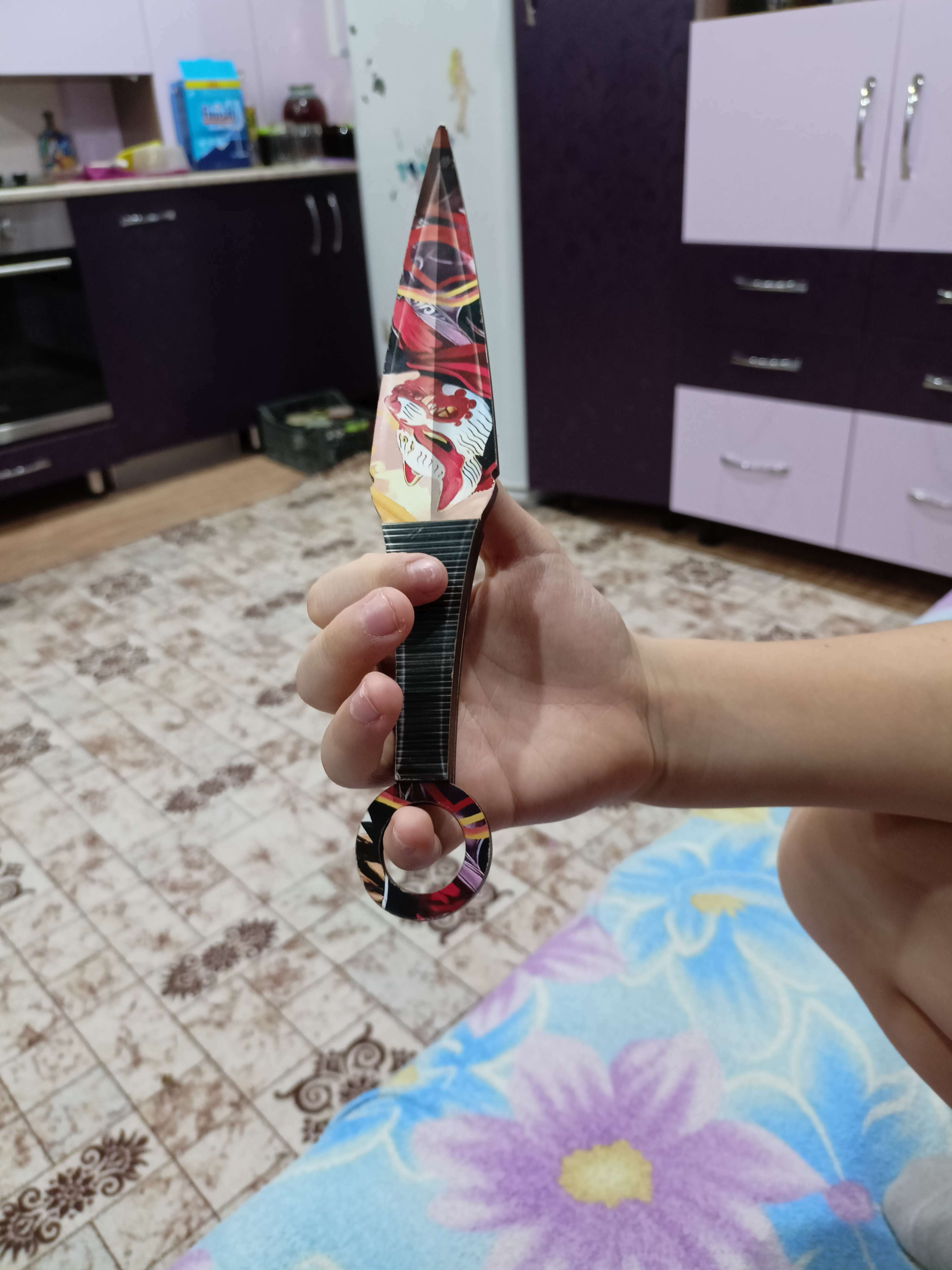 Фотография покупателя товара Сувенир деревянный нож кунай «Волк», 26 см - Фото 2