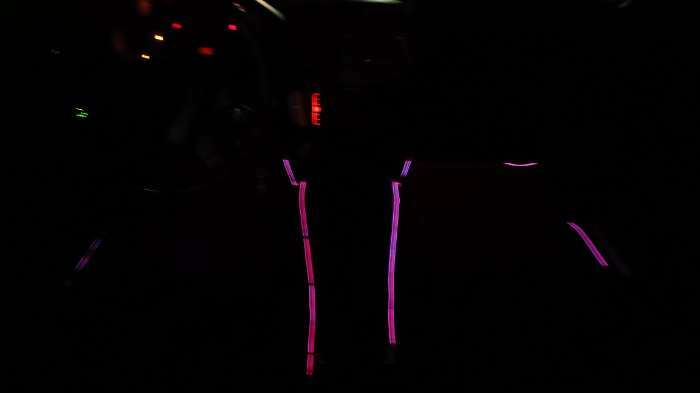 Фотография покупателя товара Неоновая нить Cartage для подсветки салона, адаптер питания 12 В, 2 м, розовый - Фото 2