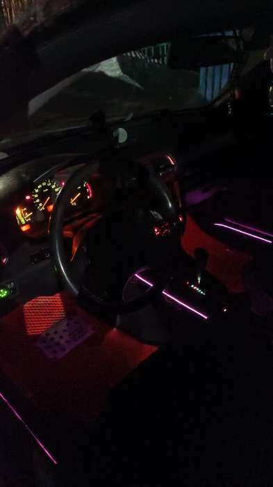 Фотография покупателя товара Неоновая нить Cartage для подсветки салона, адаптер питания 12 В, 2 м, розовый - Фото 1