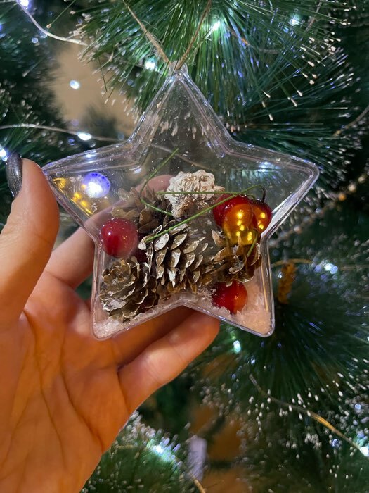 Фотография покупателя товара Новогодняя подвеска с природным декором «Снежная звезда» - Фото 2