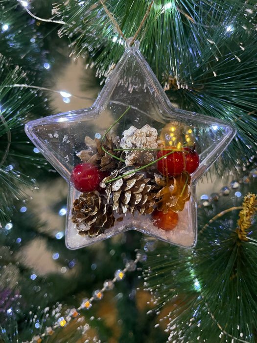Фотография покупателя товара Новогодняя подвеска с природным декором «Снежная звезда» - Фото 1