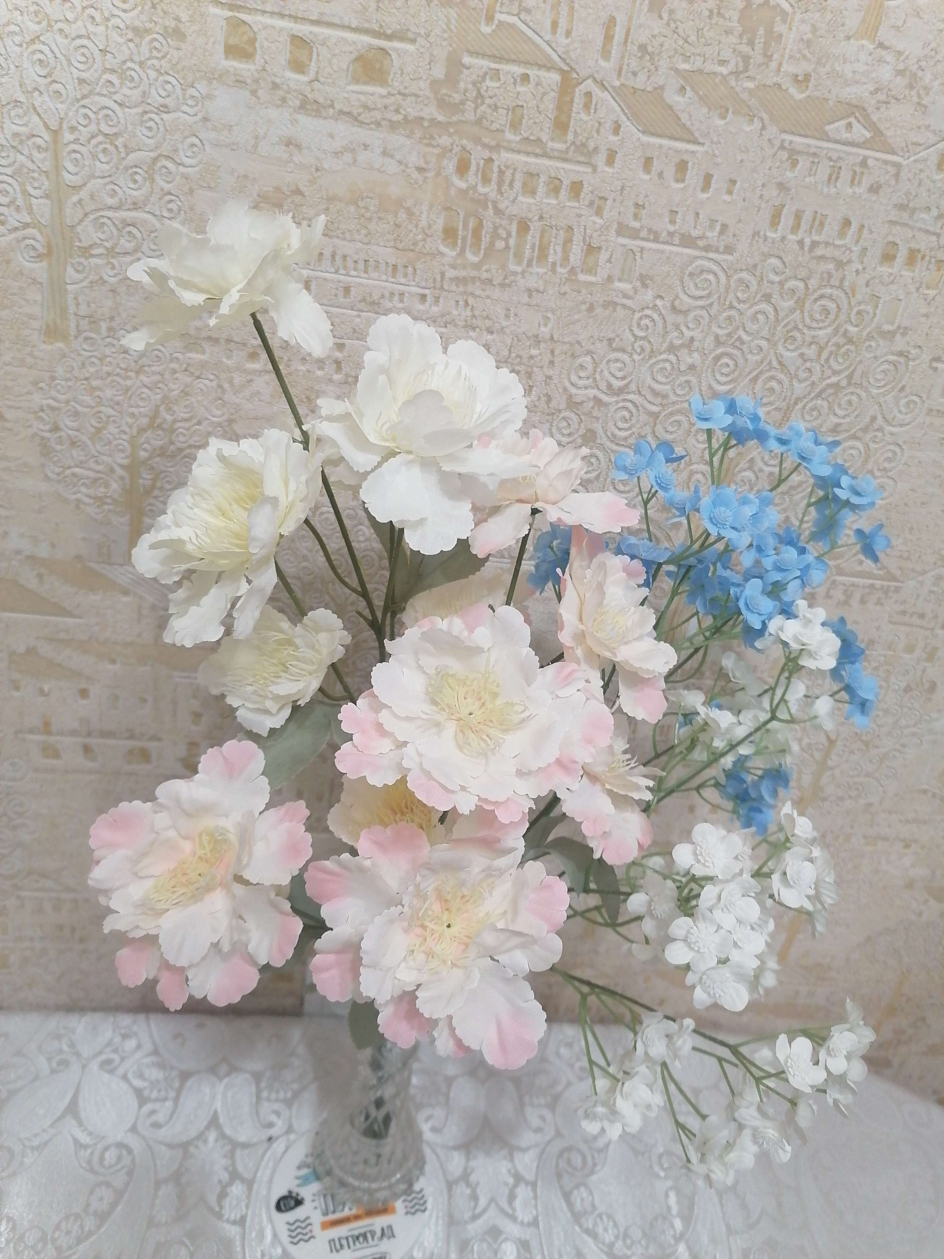 Фотография покупателя товара Цветы искусственные «Бегония Вайт», h=60 см, белые - Фото 2