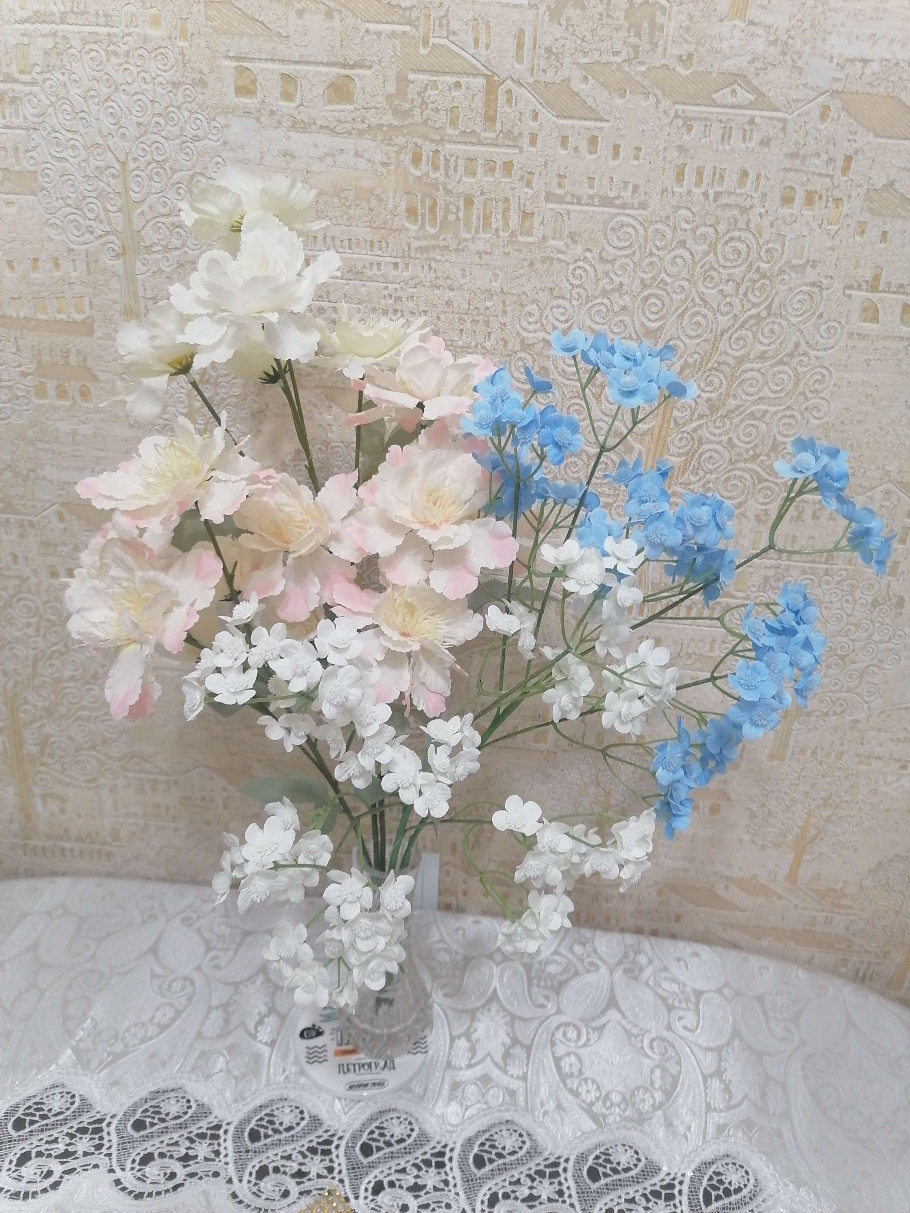 Фотография покупателя товара Цветы искусственные «Бегония Вайт», h=60 см, белые - Фото 3