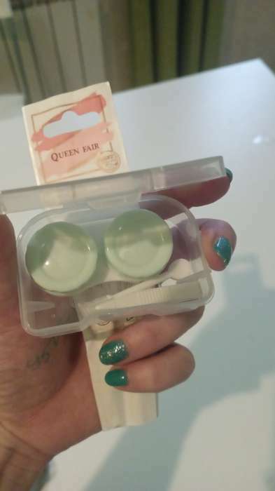 Фотография покупателя товара Контейнер для линз в наборе "Бойся моего взгляда", 6,5 х 4,2 см - Фото 1