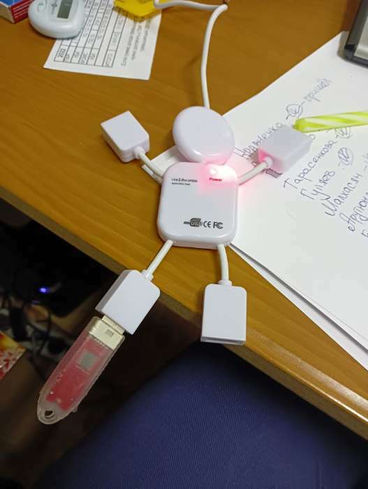 Фотография покупателя товара USB-разветвитель (HUB) LuazON SSV-011, 4 порта, USB 2.0, кабель 0.4 м, белый - Фото 5