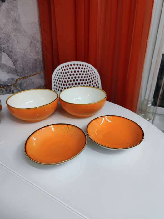 Фотография покупателя товара Салатник фарфоровый Magistro «Церера», 1,1 л, d=18,5 см, цвет оранжевый - Фото 1