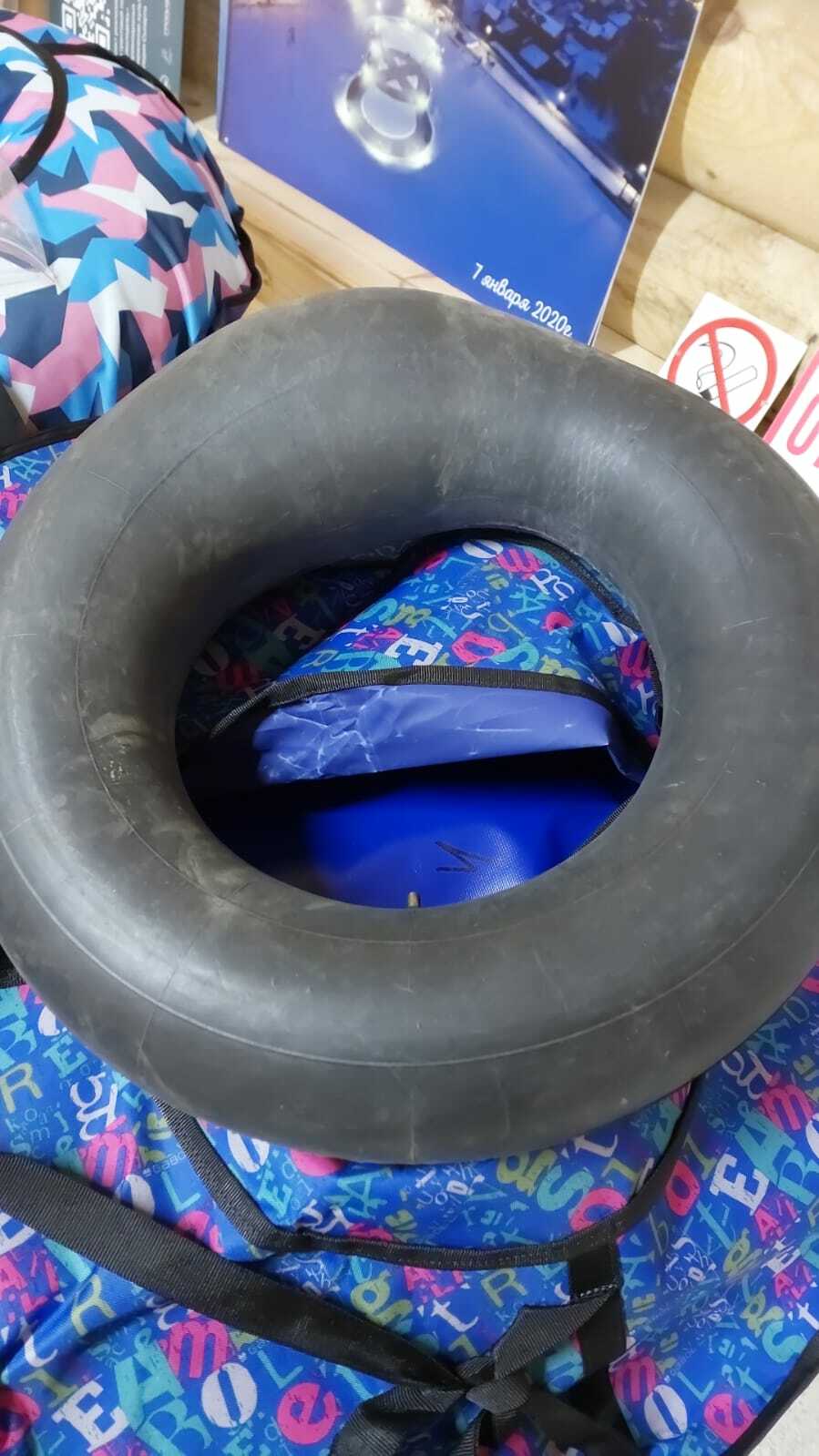 Фотография покупателя товара Тюбинг-ватрушка ONLITOP, диаметр чехла 105 см, цвета МИКС - Фото 8