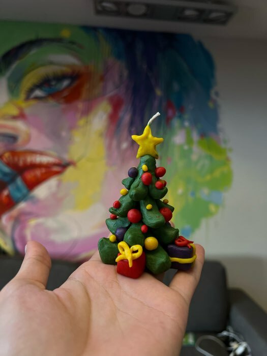 Фотография покупателя товара Свеча своими руками на новый год «Новогодний подарок», новогодний набор для творчества - Фото 1