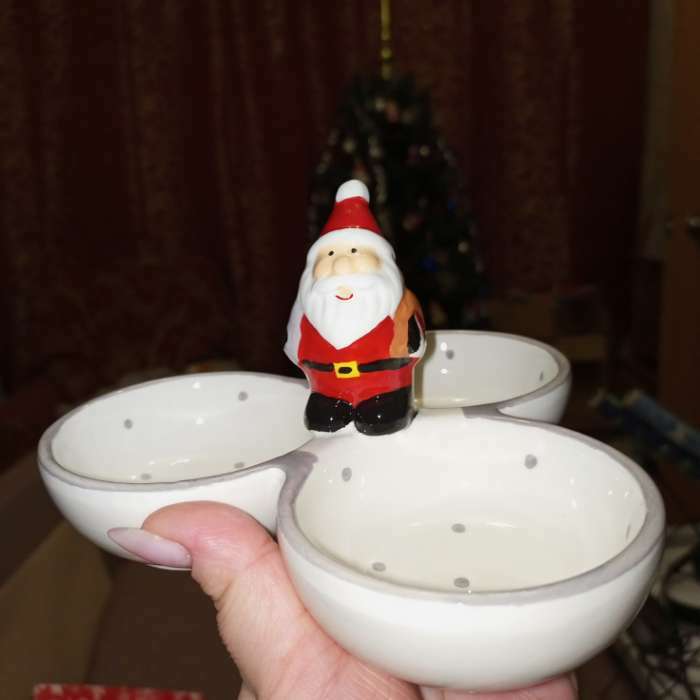 Фотография покупателя товара Менажница 3 ячейки Доляна «Дед Мороз», 17×10 см