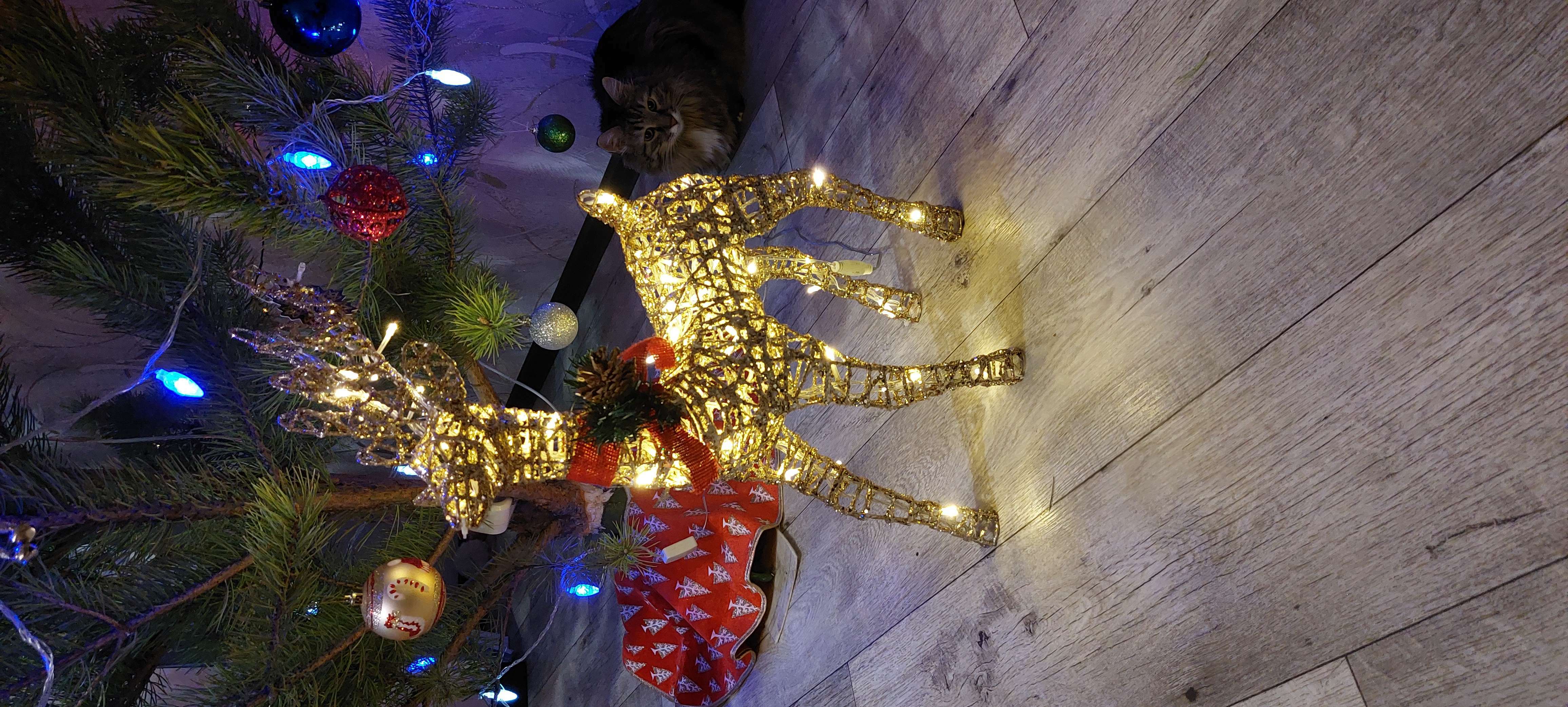 Фотография покупателя товара Светодиодная фигура «Олень золотистый» 35 × 60 × 10 см, металл, 220 В, мерцание, свечение тёплое белое