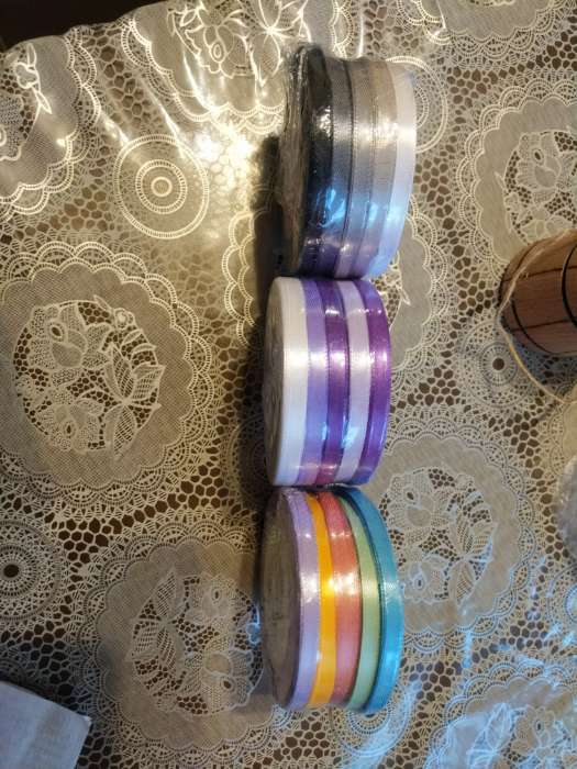 Фотография покупателя товара Набор атласных лент, 5 шт, размер 1 ленты: 10 мм × 23 ± 1 м, цвет фиолетовый спектр - Фото 2
