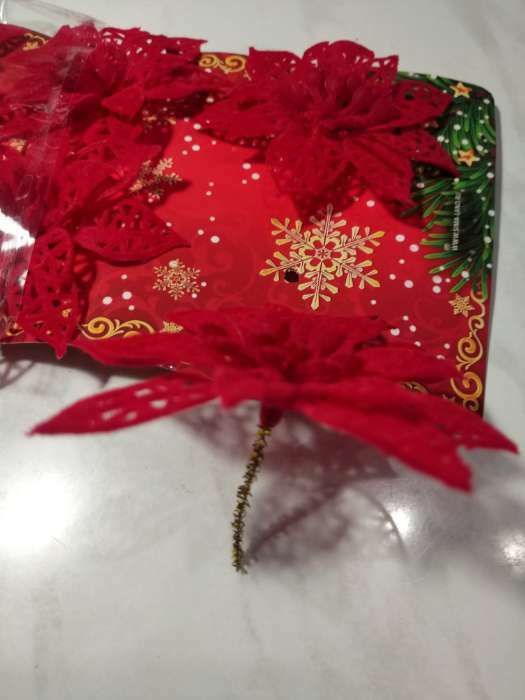 Фотография покупателя товара Украшение ёлочное "Резной цветок" (набор 6 шт) 7 см, красный - Фото 1