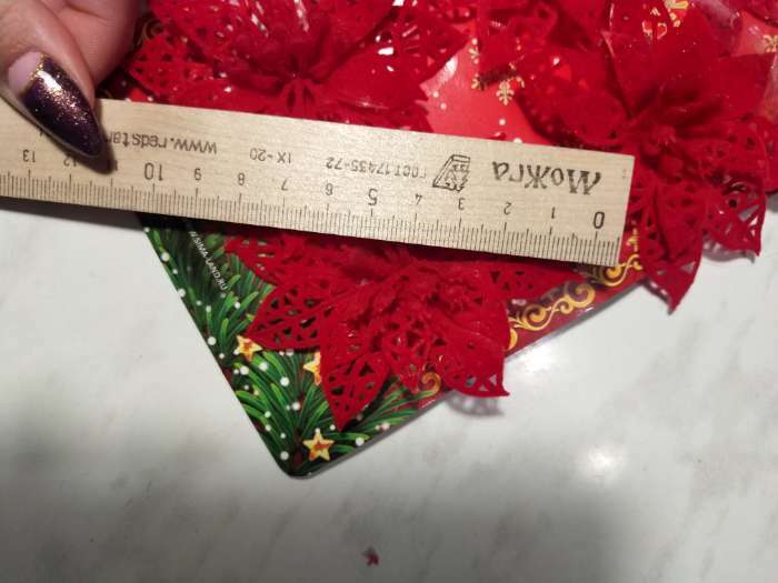 Фотография покупателя товара Украшение ёлочное "Резной цветок" (набор 6 шт) 7 см, красный