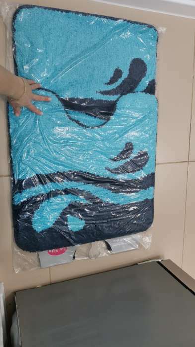 Фотография покупателя товара Набор ковриков для ванной «Симона», 2 шт: 50 х 80 см, 55 х 55 см, цвет голубой - Фото 1