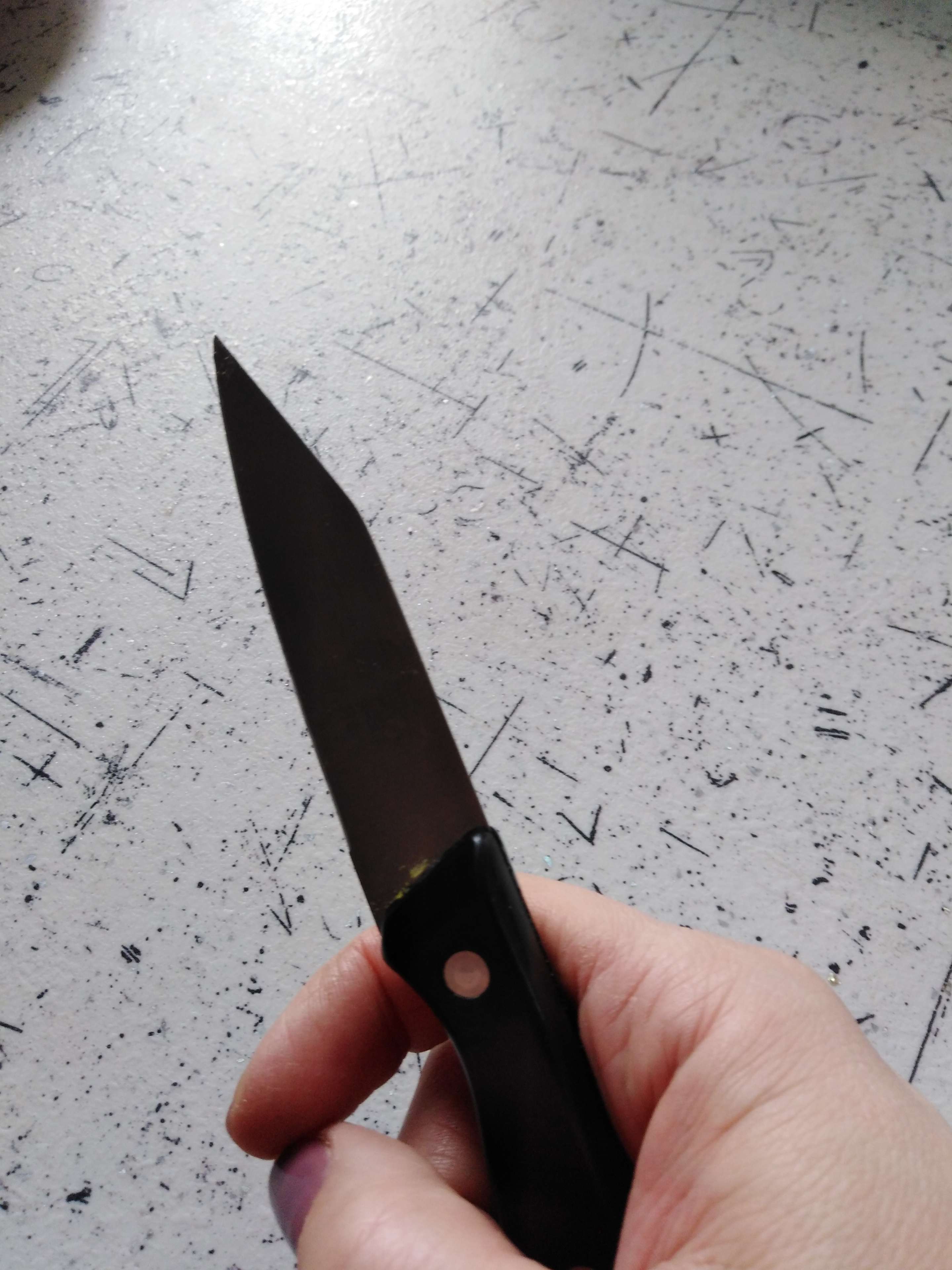 Фотография покупателя товара Нож для овощей кухонный Доляна «Универсал», лезвие 8 см, цвет чёрный