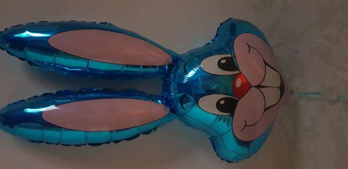 Фотография покупателя товара Шар фольгированный 35" «Кролик», цвет синий