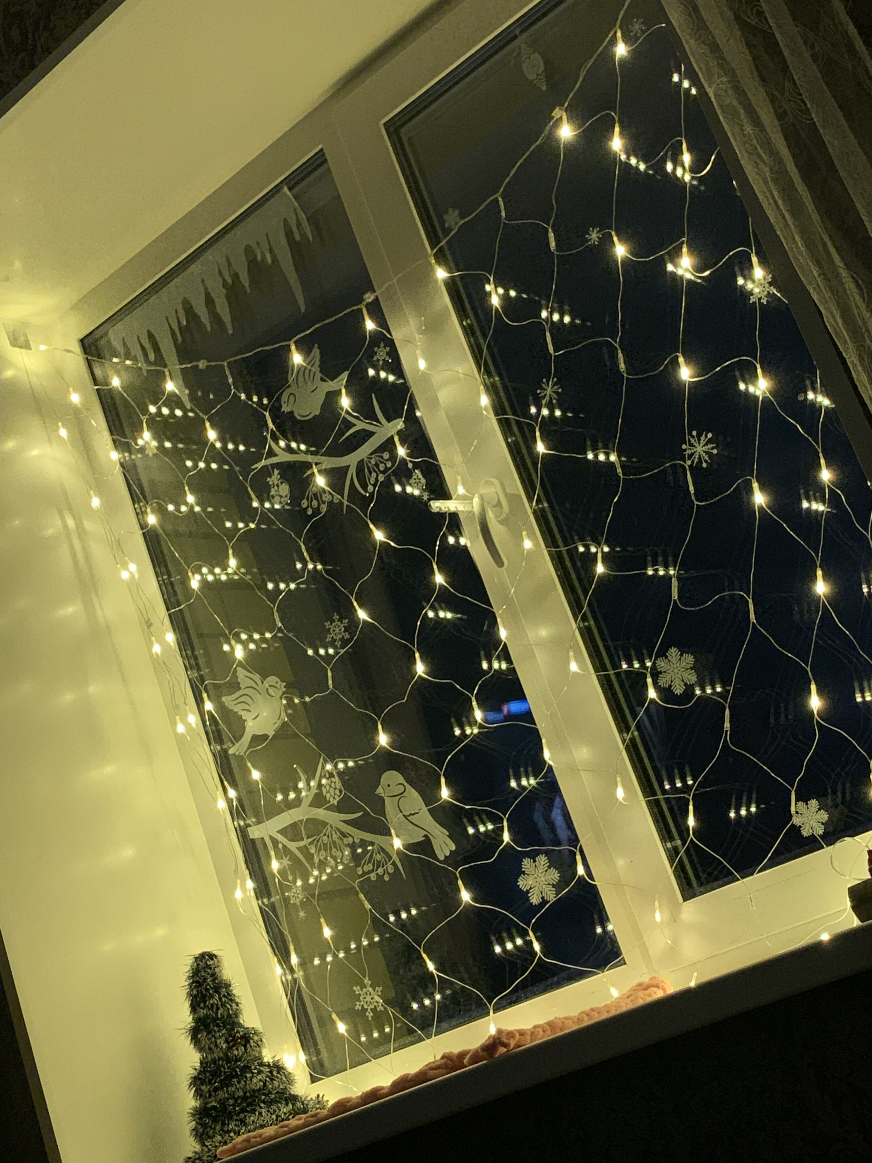 Фотография покупателя товара Гирлянда «Сеть» 1.6 × 1.6 м, IP20, прозрачная нить, 144 LED, свечение тёплое белое, 8 режимов, 220 В - Фото 32