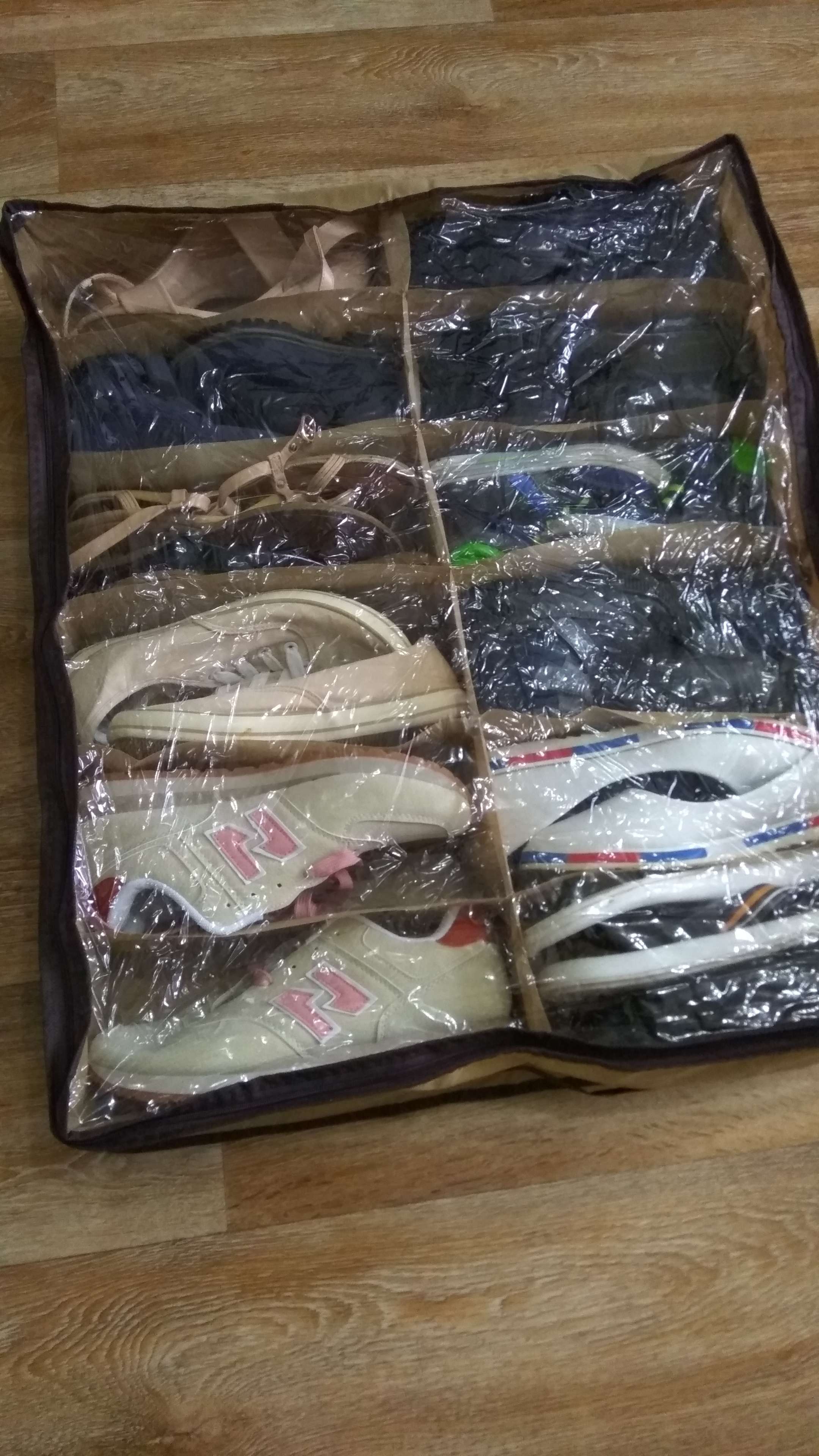 Фотография покупателя товара Кофр для обуви, 12 отделений, 65×54×10 см, цвет бежевый - Фото 2