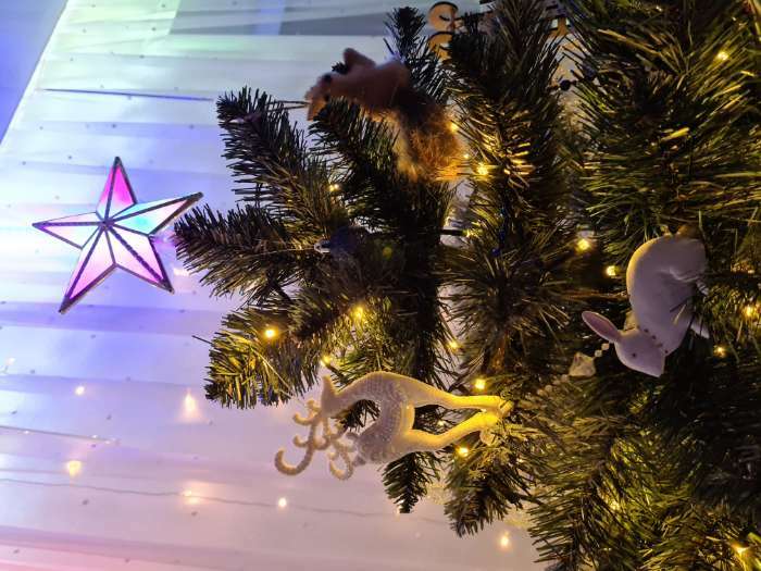 Фотография покупателя товара Светодиодная верхушка на ёлку «Звезда серебристая» 16 см, 10 LED, провод 2 метра, 220 В, свечение мульти