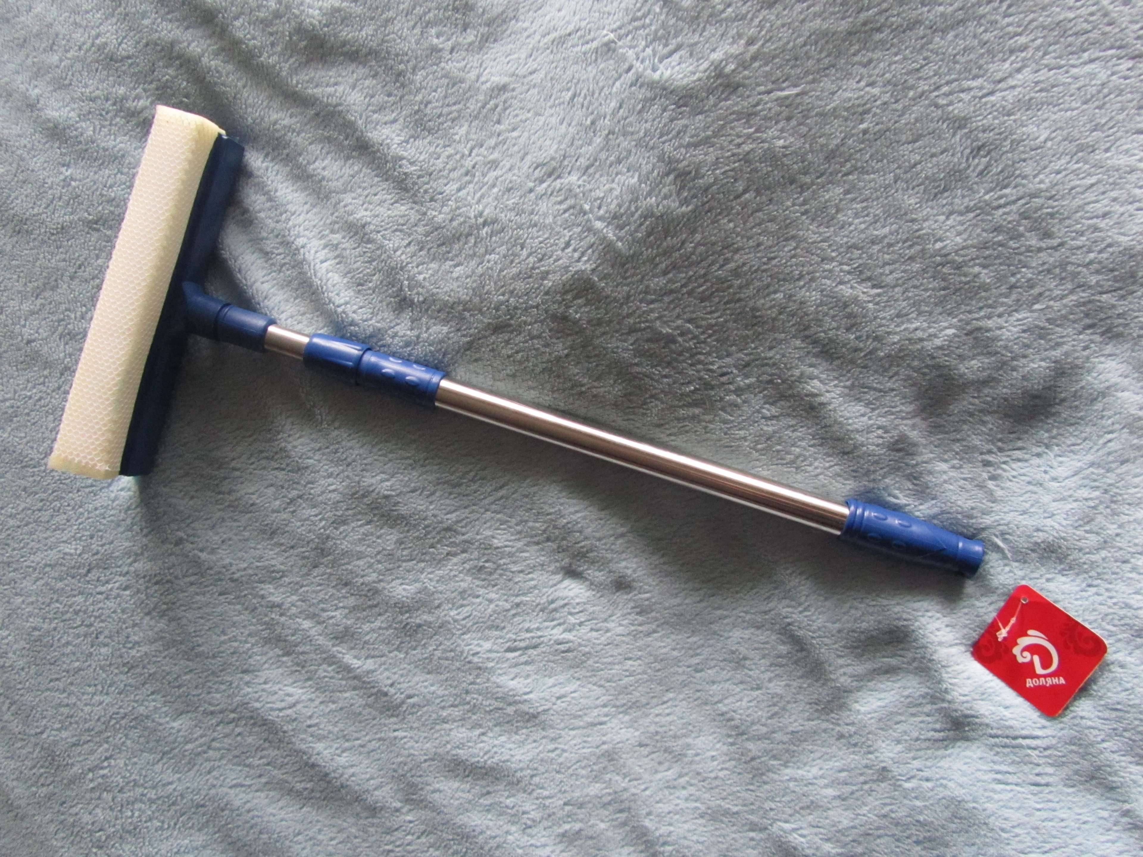 Фотография покупателя товара Окномойка с телескопической стальной ручкой и сгоном Доляна, 20×8×46(76) см, поролон