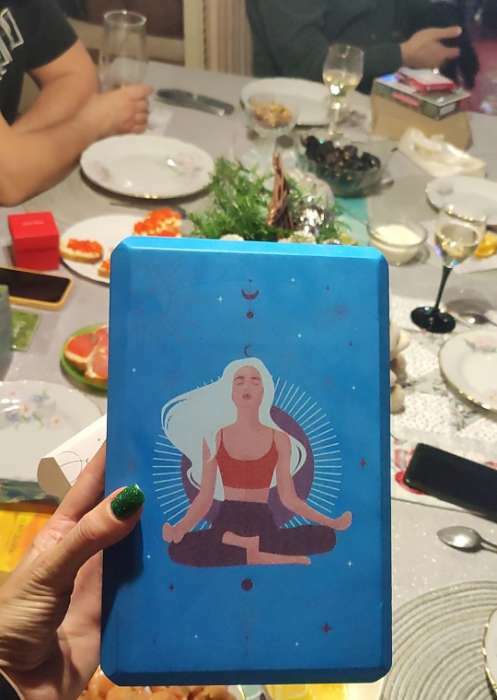 Фотография покупателя товара Блок для йоги Sangh Flowers, 23х15х8 см, цвет бирюзовый - Фото 6