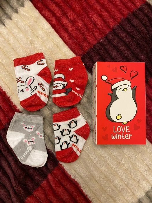 Фотография покупателя товара Набор новогодних носков для девочки Крошка Я «Зайчик», 4 пары, 6-8 см - Фото 2