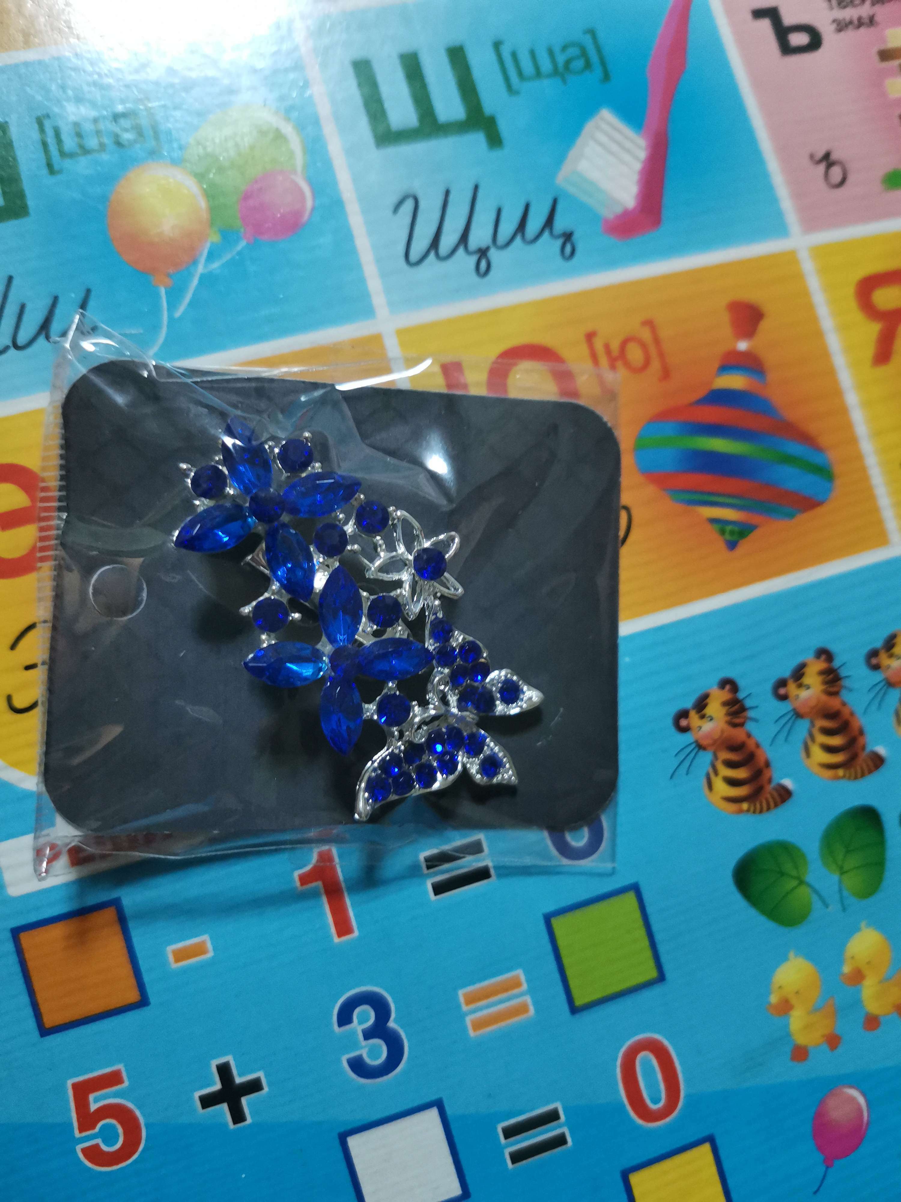 Фотография покупателя товара Брошь «Бабочки» синеглазки, цвет синий в серебре - Фото 2