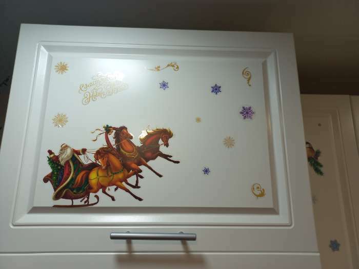 Фотография покупателя товара Наклейки на стекло «Тройка лошадей», многоразовые, 20 × 34 см - Фото 1