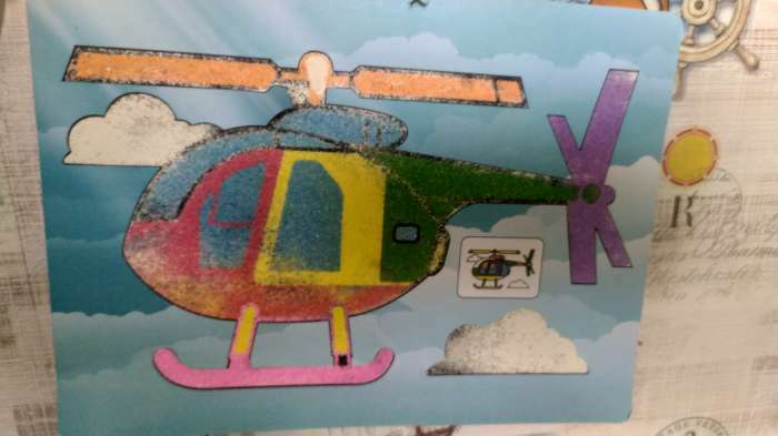 Фотография покупателя товара Фреска с цветным основанием «Вертолет» 9 цветов песка по 2 г - Фото 1
